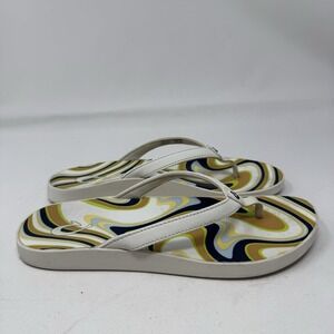 Olukai Puawe Cushioned Beach Sandals Women's Size US 6 White Sand Swirl